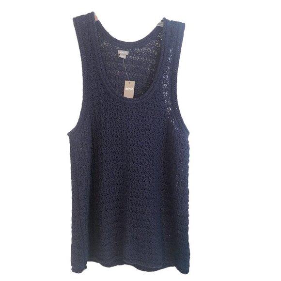 NWT Arerie Crochet Navy Blue Tank  Top Ladies Med - Picture 1 of 10
